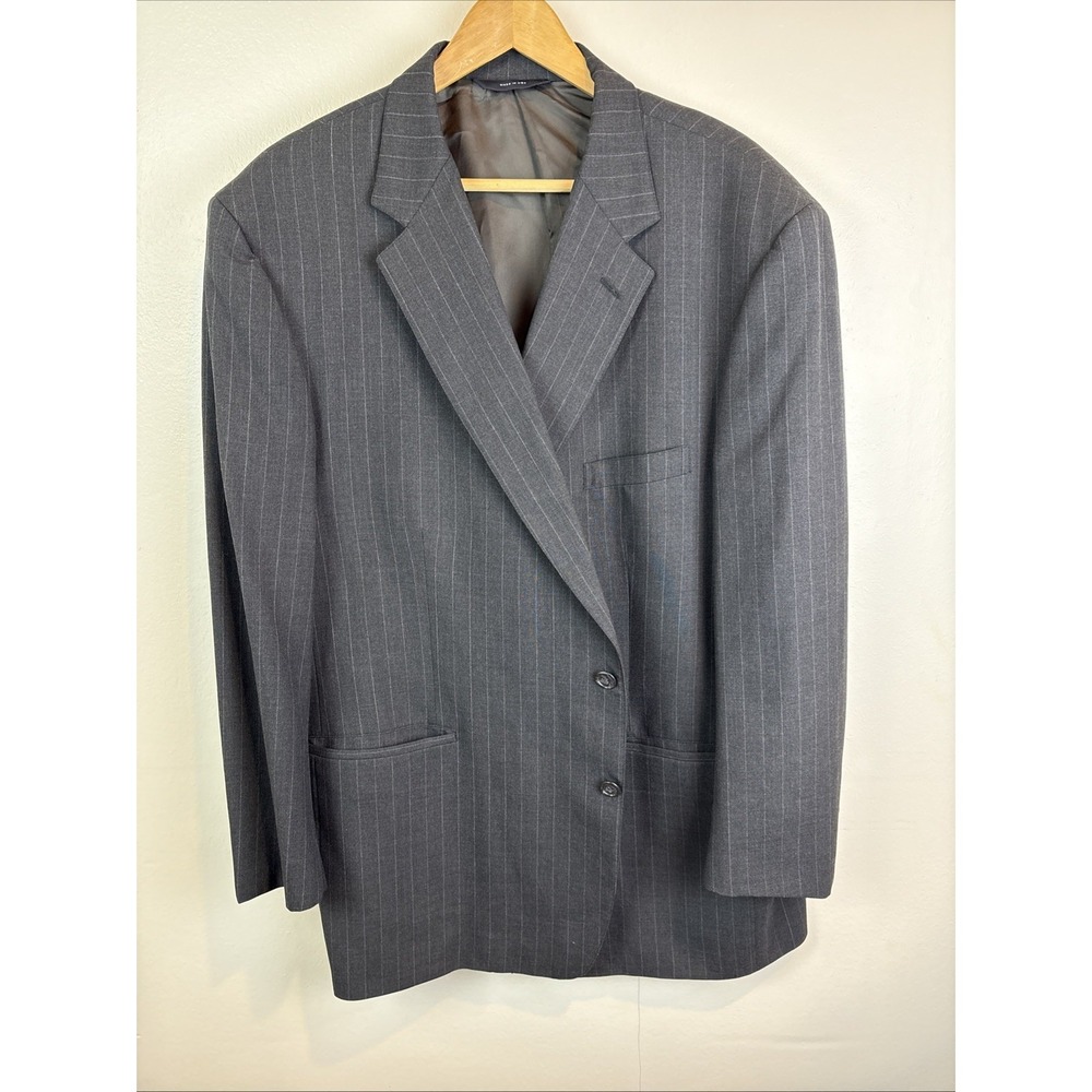 Vtg Brooks Brothers Brooksease Pinstripe Navy 100% Wool Blazer Jacket 50 R USA - Picture 1 of 13